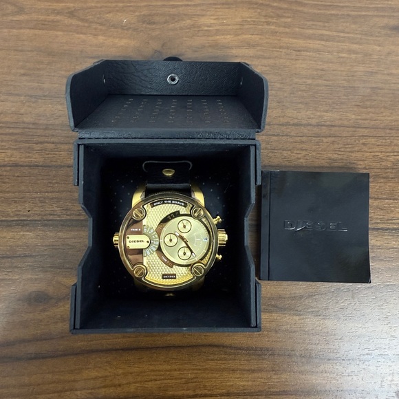 Diesel Gold-Tone Smartwatch with Black Strap 57MM